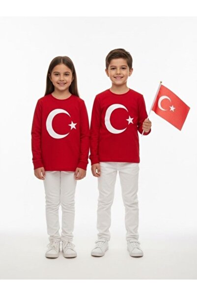 Zekids Παιδικό μακρυμάνικο μπλουζάκι με την κόκκινη τουρκική σημαία