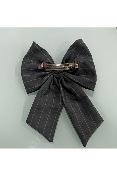 MOJOMIX Gray Striped Fabric Bow Buckle