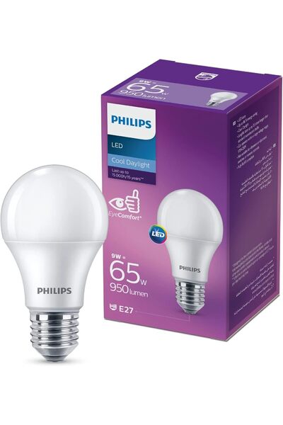 Philips مصباح LED 9 واط E27 6500K 230 فولت 1CT/12 KSA، ضوء نهاري بارد