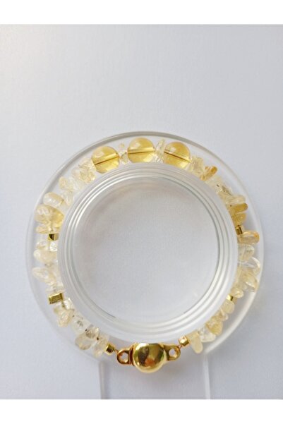 OEM Βραχιόλι με Κιτρίνη και Αιματίτη, επιχρυσωμένο με χρυσό 24Κ