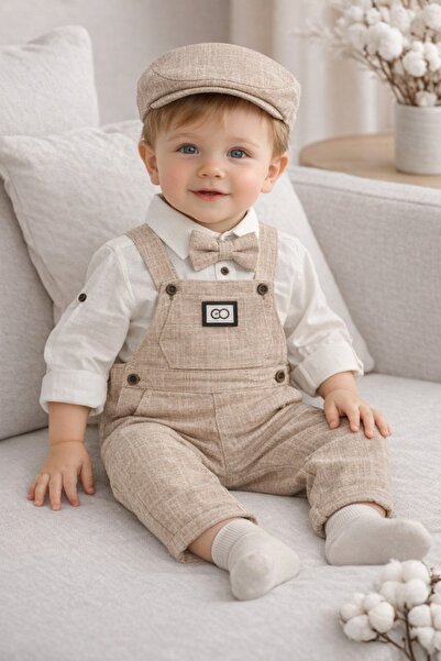 Pure Boutique Κομψό αγορίστικο σετ 4 τεμαχίων: λευκό πουκάμισο, ολόσωμη φόρμα...