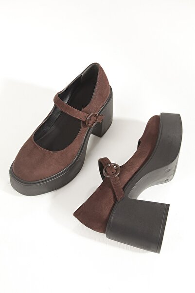 Modabuymus Παπούτσια με χαμηλό τακούνι - Καφέ - Ψηλά τακούνια (10 cm και άνω)