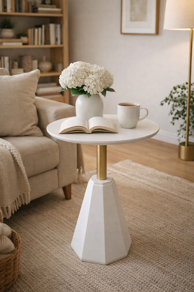 Gold Design Pera model Krem-gold 55 cm yan sehpa zigon