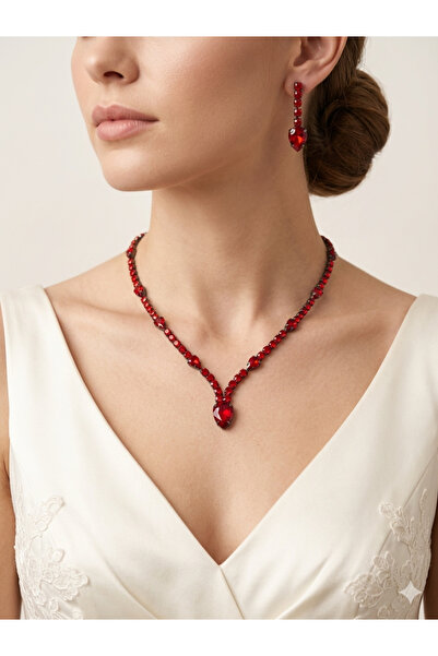 Hayalperest boncuk Roselle Stone Evening Dress Necklace Earring Set Special D...