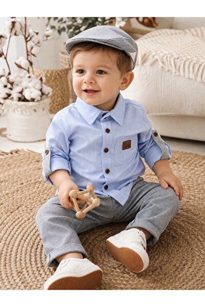 Pure Boutique Βρεφικό αγορίστικο σετ 3 τεμαχίων: πουκάμισο, παντελόνι και βαμ...