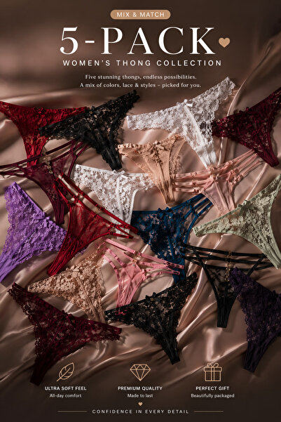 Yohannes Club Γυναικείο Σετ Τάνγκα, Μικτά Χρώματα, Σετ Τάνγκα με Δαντέλα Myst...