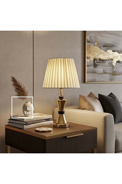 İki Yedi Konsept Miramon Abajur Gold Siyah Detaylı Modern Masa Lambası Salon ...