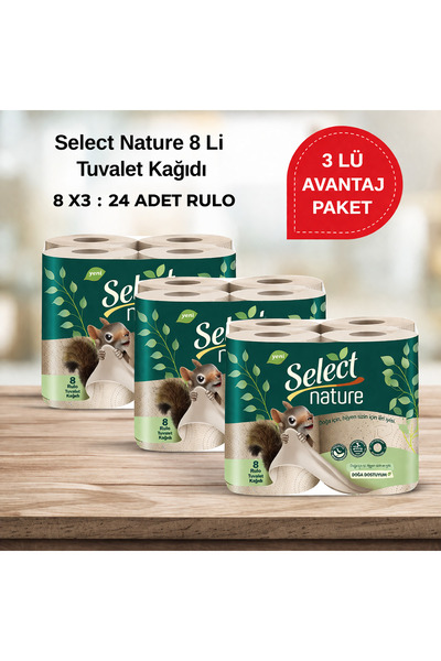 SELECT Nature 8 Li Tuvalet Kağıdı - 3 Adet