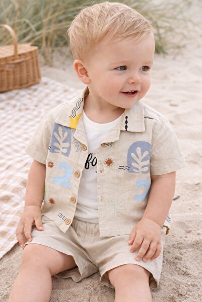 Pure Boutique Summer set cream baby 3 pieces cotton tank top shirt and casual...
