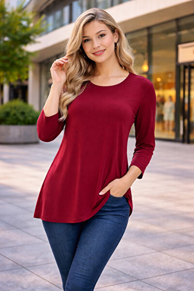 IŞILTI Γυναικεία μακρυμάνικη μπλούζα με λαιμόκοψη ποδηλάτου, υπερμεγέθη ασύμμ...