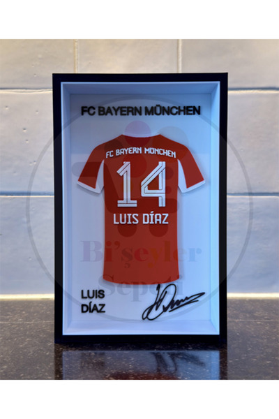 Bi'şeyler Sepeti Luis Fernando Díaz - Bayern Münih - Forma İmzalı Çerçeve Hed...