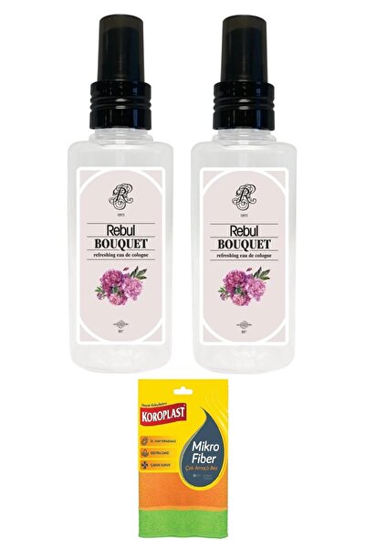 Rebul Bouquet Kolonya 2 Adet 125 ml Pet Şişe çok amaçlı mikrofiber bez hediyeli