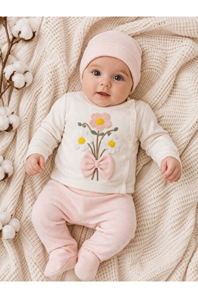 Pure Boutique Βρεφικό κοριτσίστικο βαμβακερό σετ 3 τεμαχίων με λουλούδια και ...