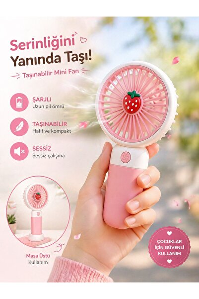 Zoli Şarjlı Masa Ve El Fanı Taşınabilir Mini Şarj Edilebilir Fan,3 Kademeli,Ç...