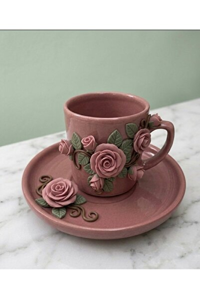 Elf Tech Tasarım Anneler Günü Hediyesi El Yapımı Kahve Fincanı Çiçekli Kişiye...