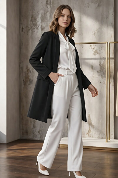 ELVA MODA Kadin Blazer Büyük Beden Ceket Tesettur Giyim Uzun Ceket 10107