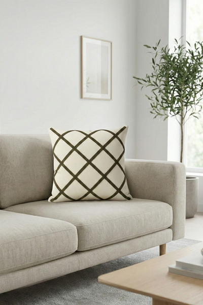 morlina home غطاء وسادة مزخرف بتطريز إيكوسا بونش مع سحاب خفي مقاس 42x42 سم