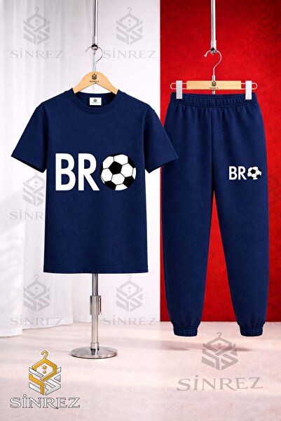 SİNREZ Unisex Kids Bro Top Yazi Byz Printed T-Shirt Tracksuit Set
