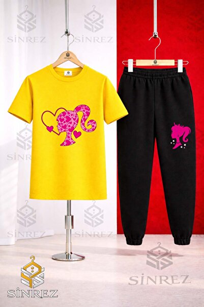 SİNREZ Set de trening unisex pentru copii, cu tricou imprimat cu model BRBI H...
