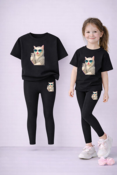 LORVEX Κολάν για μαμά και κόρη - Σετ μπλουζάκι 100% βαμβακερό με στάμπα, ελασ...