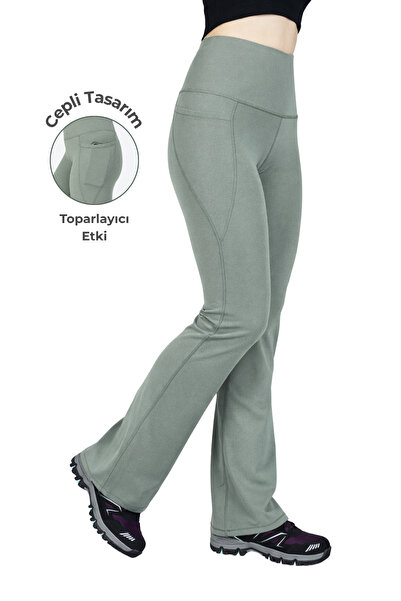 The Step Sports Nova Spanish Flared Green High Waist Gathering Soft Fabric Sp...