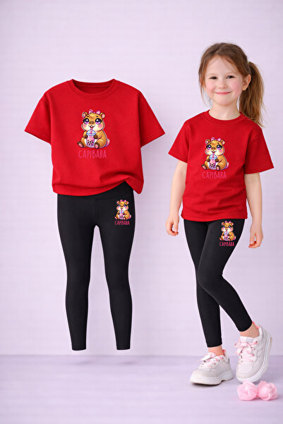 LORVEX Κολάν για μαμά και κόρη - Σετ μπλουζάκι 100% βαμβακερό με στάμπα, ελασ...