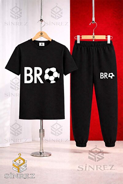 SİNREZ Unisex Kids Bro Top Yazi Byz Printed T-Shirt Tracksuit Set
