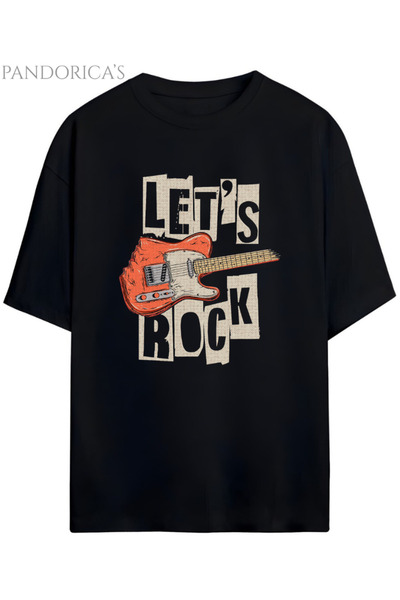 Grafftee Clothing Pandorica's ROCK TASARIM SERİSİ "LET'S ROCK" Yazılı Gitar B...