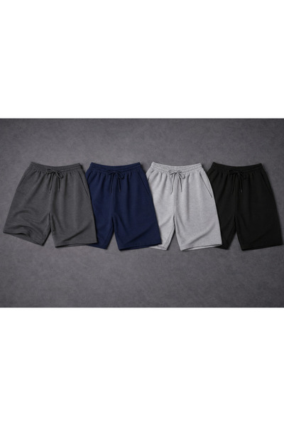 De Carte Μαύρο-Γκρι-Ναυτικό μπλε-Καπνιστό ίσιο σορτς με ίσια μπατζάκια, κορδό...