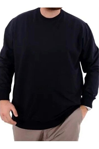 cusseli Large Size Men's Sweat Bıs Yaka U24174 Navy Blue