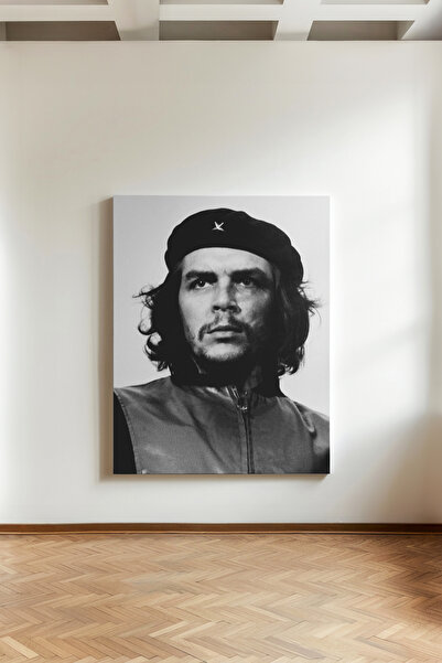 Kanvaspera Che Guevara Portresi - Kanvas Tablo - Siyah Beyaz, Retro Nostaljik...