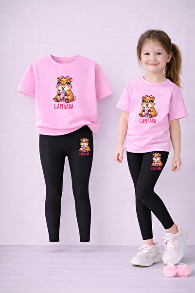 LORVEX Κολάν για μαμά και κόρη - Σετ μπλουζάκι 100% βαμβακερό με στάμπα, ελασ...