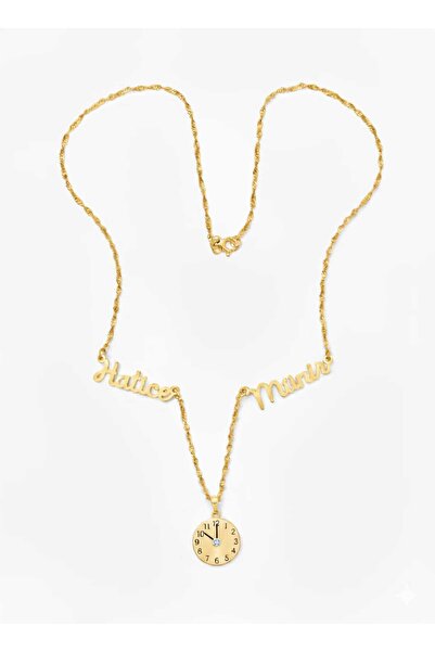 flamingo jewelery 925 Ayar Kişiye Özel 2 İsimli Özel 0,03 CT Pırlanta Saatli ...