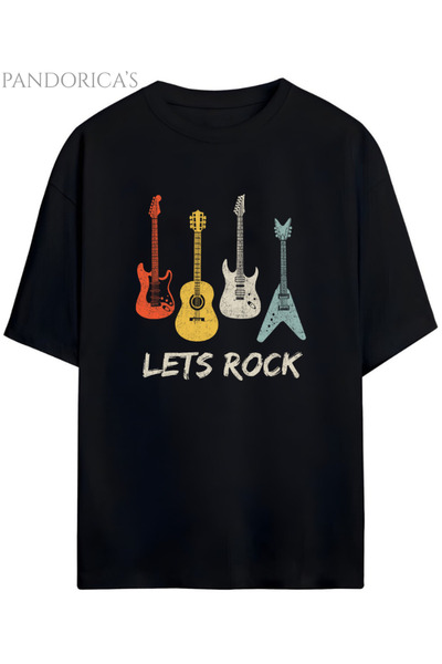 Grafftee Clothing Pandorica's ROCK TASARIM SERİSİ "LET'S ROCK" Yazılı Gitar B...