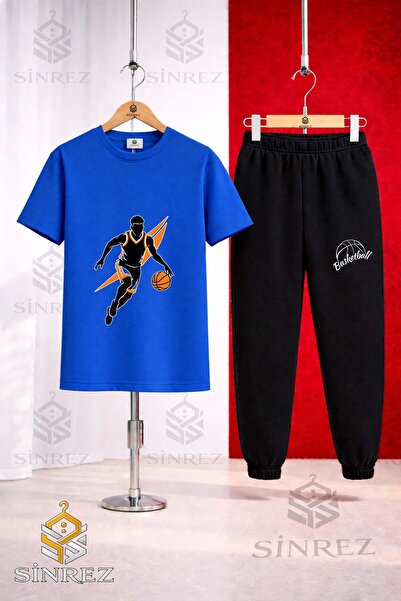 SİNREZ Set de trening unisex pentru copii BASKETBALLER ORANGE SYH cu tricou i...
