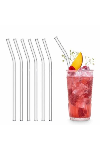 HETicaret 1 Adet Eğik Cam Pipet,kırılmaz Kalın Cam Yıkanabilir Eğimli Cam Pipet