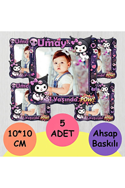 wonderlike Kuromi Figür Fotoğraflı İsim Yazılı Ahşap Magnet Bebek ve Çocuk Do...