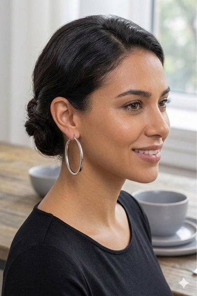 Liacharm Stainless Steel Silver Color Large Hoop Earrings - Tarnish Resistant Minimalist Earrings