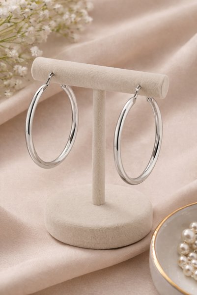 Liacharm Stainless Steel Silver Color Large Hoop Earrings - Tarnish Resistant Minimalist Earrings