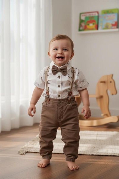 Butik ERKEK BEBEK %100 PAMUKLU PANTOLON ASKILI ÇIKARILABİLİR PAPYON AKSESUARL...