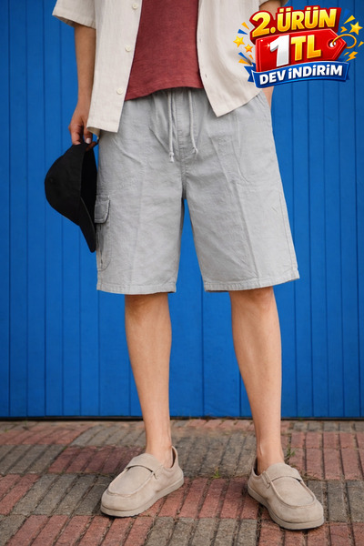 DAMGA JEANS Σορτς - Γκρι - Ελαστικό