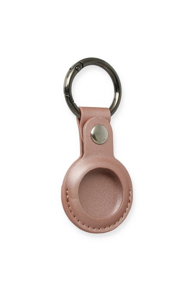 eco port Airtag keychain leather case - rose gold