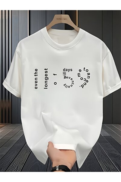 yiou trendy clothing تي شيرت رجالي مطبوع بتصميم حروف جذاب.