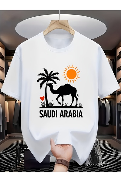 yiou trendy clothing قميص رجالي بنمط ثقافي سعودي - تصميم جمل عربي