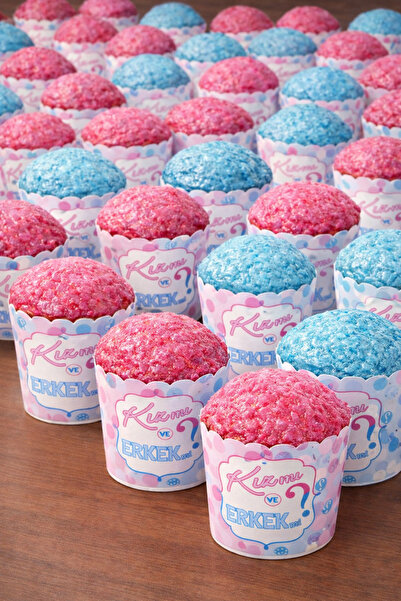 Baloncu Nene Kız mı Erkek mi Cupcake Kek Kapsülü 25’li Paket Cinsiyet Partisi...