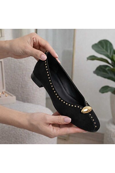 MAYA SHOES kırışık troklu rugan yuvarlak Burunlu Tokalı Kapalı Babet