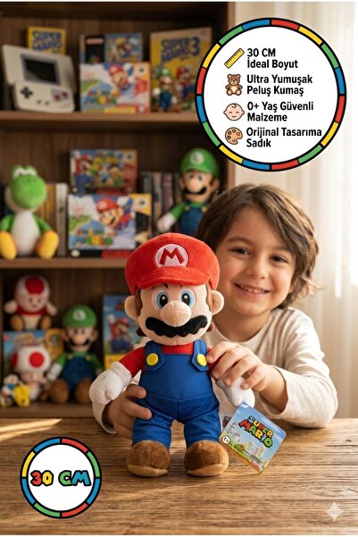 TOYFEST Super Mario 30 Cm Peluş Oyuncak Yumuşak Lisanslı Mario Bebek Koleksiy...