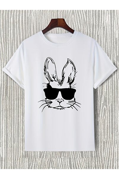 yiou trendy clothing تي شيرت رجالي قابل للتمدد قليلاً بطبعة أرنب، ملابس صيفية...