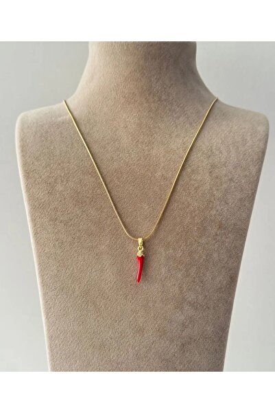 Haziran Accessory, Steel Red Pepper Gold Necklace