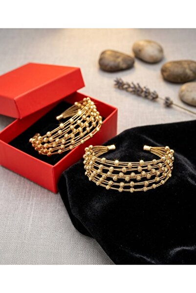 ZEYN BİJUTERİ VIP Seri Gold 5 Sıralı Dorika Toplu Kelepçe Bilezik